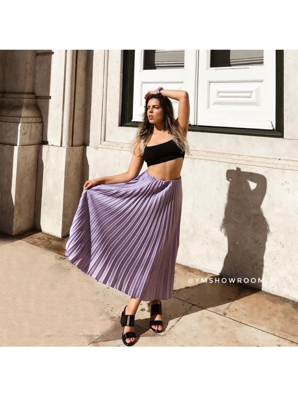 Zara Lavender pleated Midi Skirt
